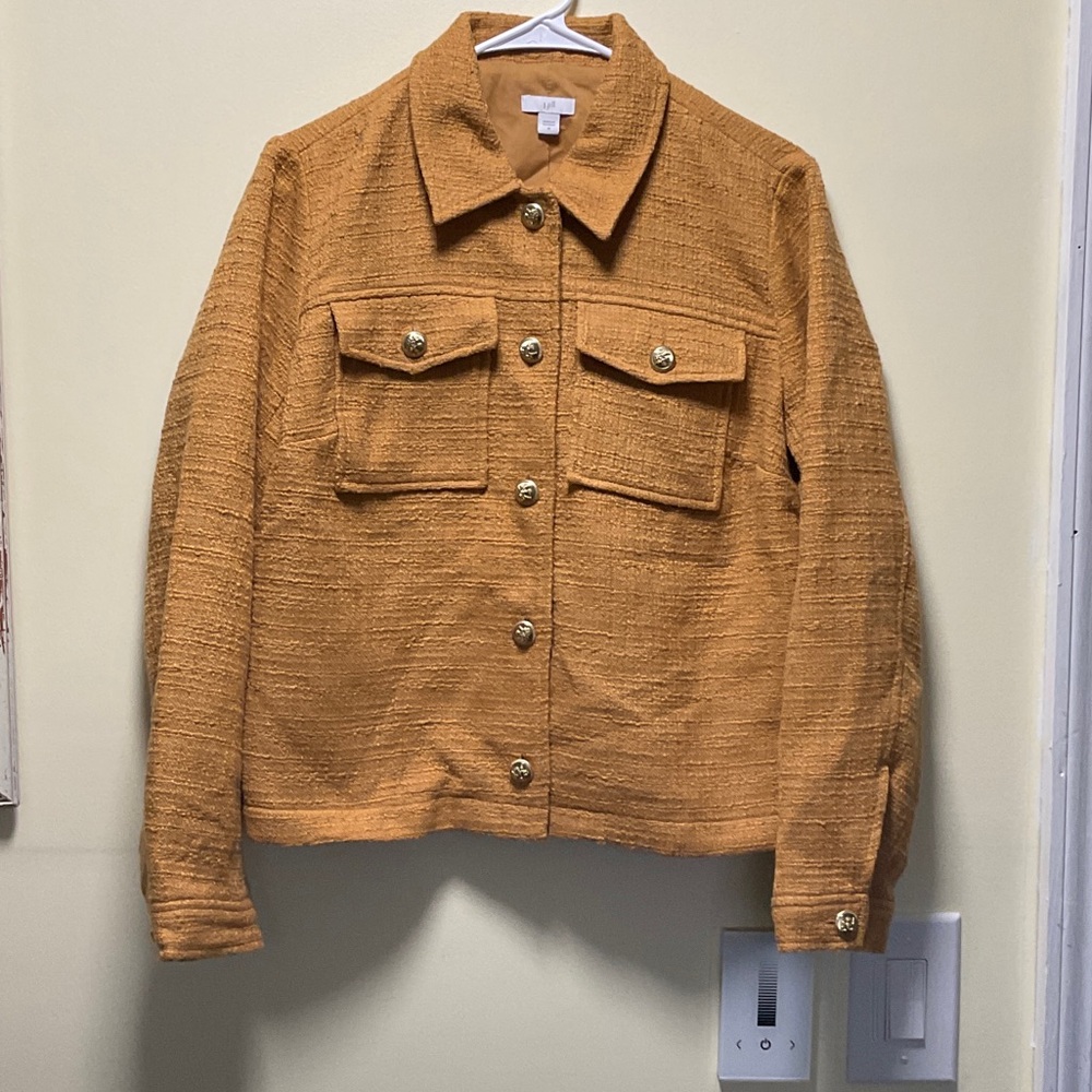 J. Jill Textured Mustard Blazer with Gold Buttons